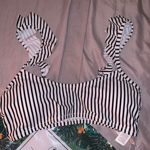 Striped bathing suit too with ruffles